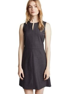 Theory Miyani Tesselate Charcoal Gray Sleeveless Dress